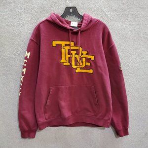 True Interlocked Men Sweatshirt Medium Red Hoodie‎ Logo Embroidered Pockets